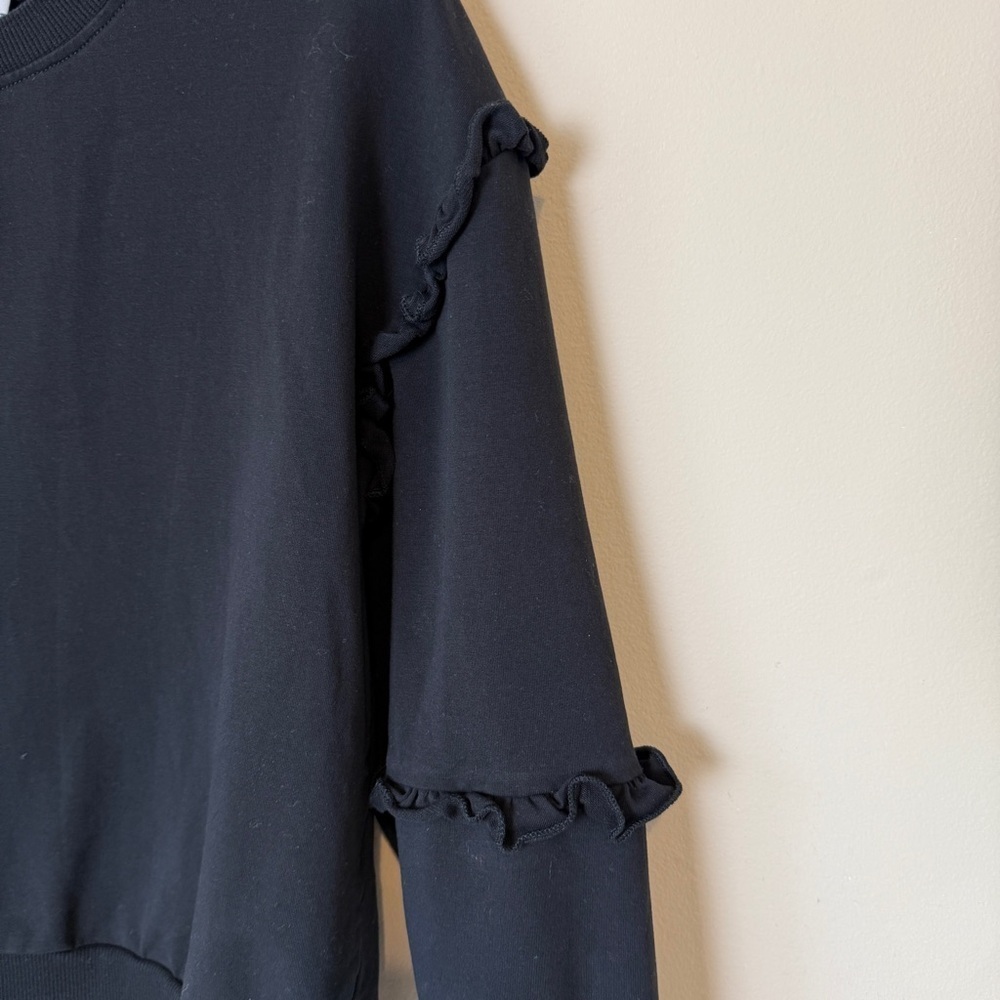 Evereve Women's Sonia Ruffle Sweatshirt Black size XS - Picture 5 of 9
